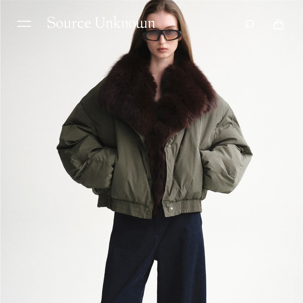 SOURCE UNKOWN Fur Collar Down Jacket